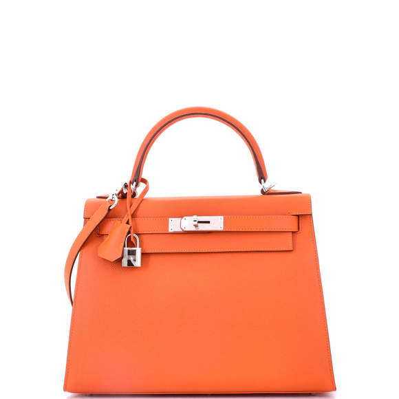 Hermes Kelly 28 Orange Epsom with Palladium Hardware - Picture 1 of 8